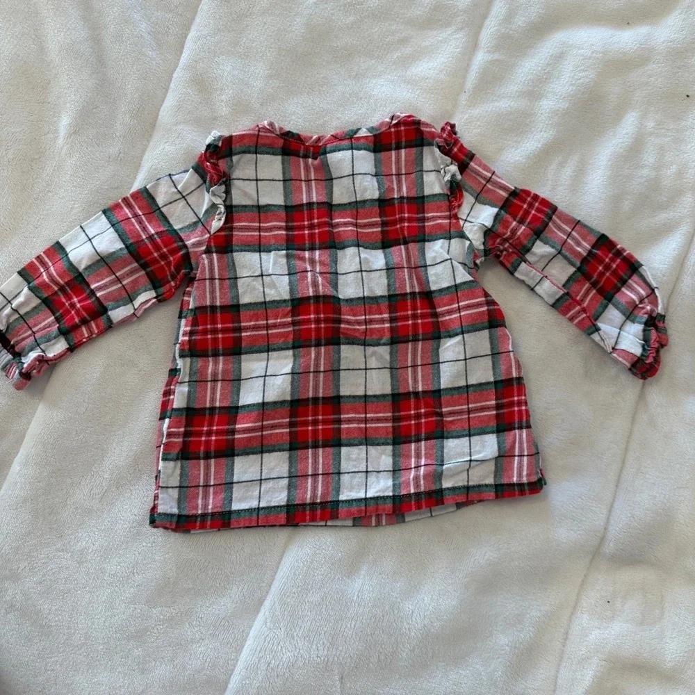 Carter's Baby Girl Plaid‎ Long Sleeve Ruffle Tunic Shirt 18 Months Red